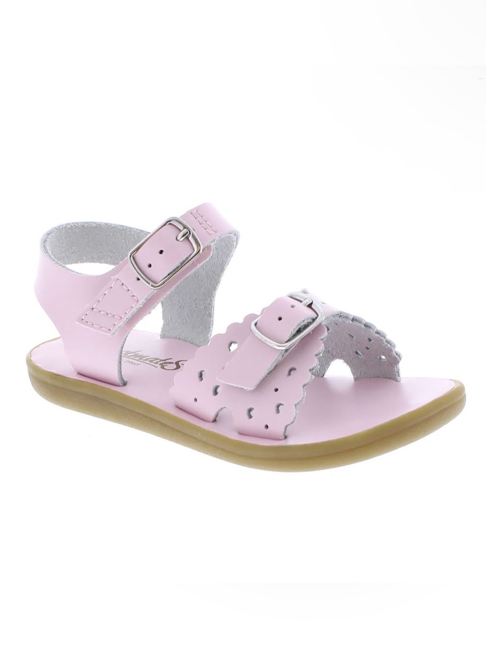 Footmates Ariel Rose Scalloped Sandals Velcro Girls 12